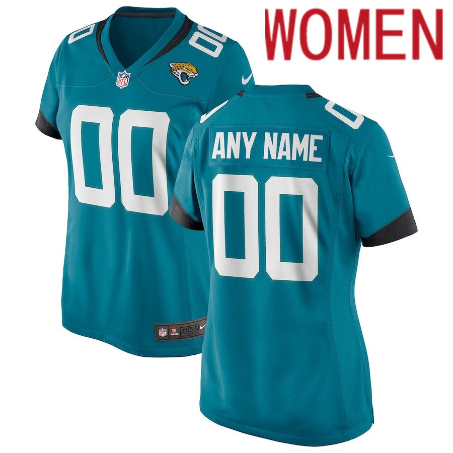 Cheap Women Jacksonville Jaguars Nike Teal Alternate Custom NFL Jersey